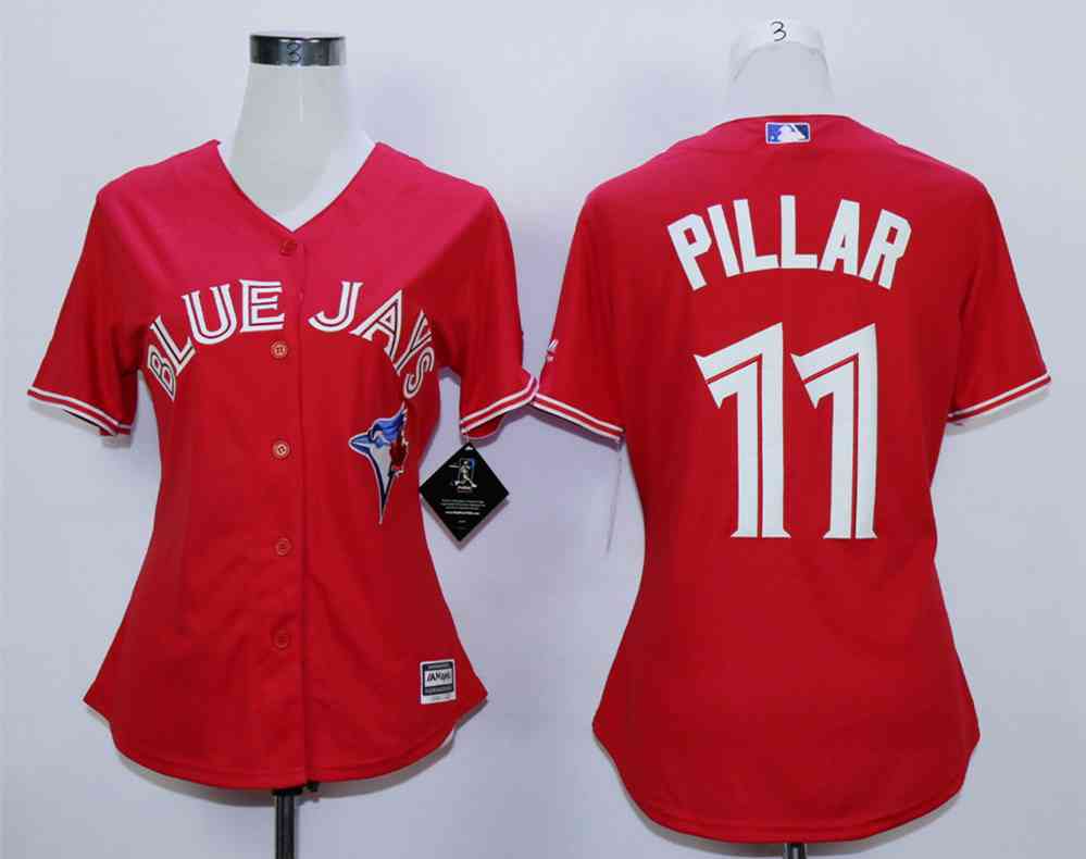Women's Toronto Blue Jays #11 Kevin Pillar Red Women New Cool Base Jersey
