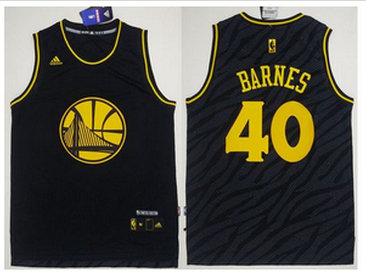 Golden State Warriors #40 Harrison Barnes Black Precious Metals Fashion Stitched NBA Jersey