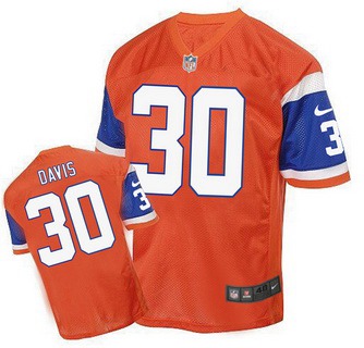 Men's Denver Broncos #30 Terrell Davis Retired Player Orange 1998 Retro Elite Jersey