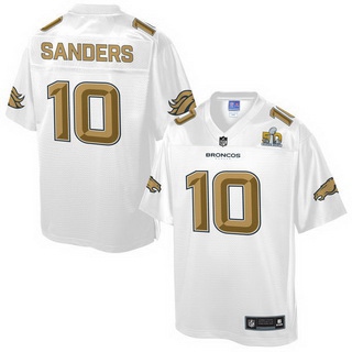 Denver Broncos #10 Emmanuel Sanders Nike All White With Gold 2016 Super Bowl 50 Patch Game Jersey