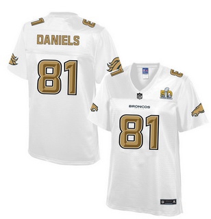 Denver Broncos #81 Owen Daniels Nike All White With Gold 2016 Super Bowl 50 Patch Game Jersey