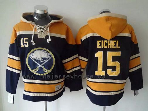 Men's Buffalo Sabres #15 Jack Eichel Old Time Hockey Navy Blue Hoodie