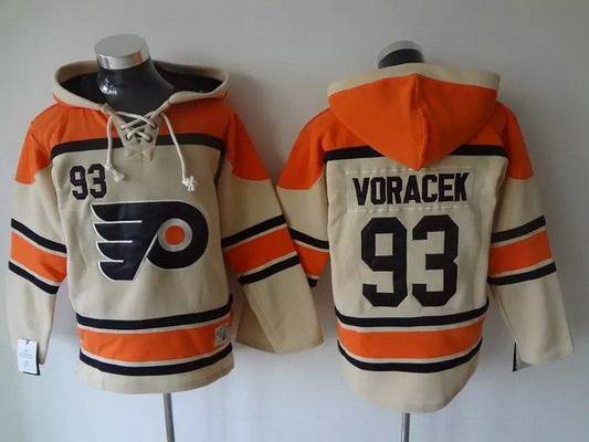 Men's Philadelphia Flyers #93 Jakub Voracek Old Time Hockey Cream Hoodie