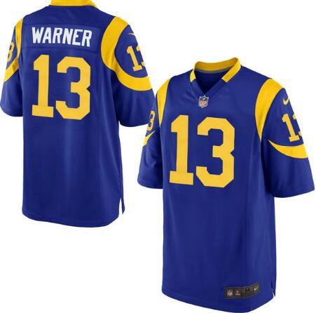Men's Los Angeles Rams #13 Kurt Warner Royal Blue Alternate NFL Nike Elite Jersey