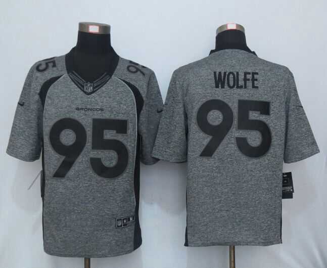 Men's Denver Broncos #95 Derek Wolfe Nike Gray Gridiron 2015 NFL Gray Limited Jersey