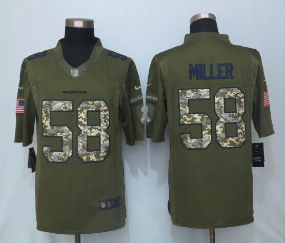 Men's Denver Broncos #58 Von Miller Green Salute To Service 2015 NFL Nike Limited Jersey