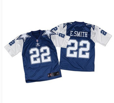 Nike Cowboys #22 Emmitt Smith Navy BlueWhite Throwback Men's Stitched NFL Elite Jersey