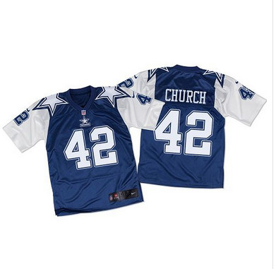Nike Cowboys #42 Barry Church Navy BlueWhite Throwback Men's Stitched NFL Elite Jersey