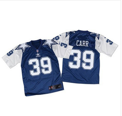Nike Cowboys #39 Brandon Carr Navy BlueWhite Throwback Men's Stitched NFL Elite Jersey