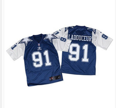 Nike Cowboys #91 L. P. Ladouceur Navy BlueWhite Throwback Men's Stitched NFL Elite Jersey