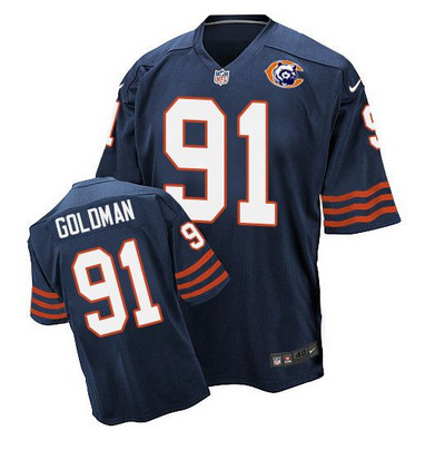 Nike Bears #91 Eddie Goldman Navy Blue Throwback Men's Stitched NFL Elite Jersey