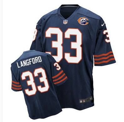 Nike Bears #33 Jeremy Langford Navy Blue Throwback Men's Stitched NFL Elite Jersey