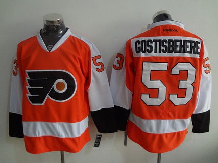 Men's Philadelphia Flyers #53 Shayne Gostisbehere Philadelphia Flyers Reebok Premier Orange Home Jersey