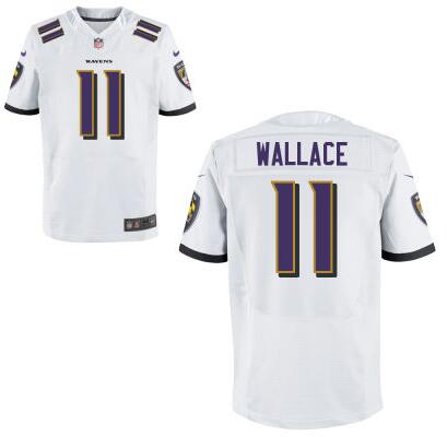 Men's Baltimore Ravens #11 Mike Wallace Elite White Road Jersey