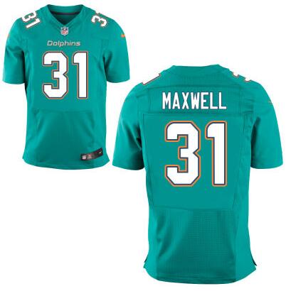 Men's Miami Dolphins #31 Byron Maxwell Aqua Green Team Color NFL Nike Elite Jersey