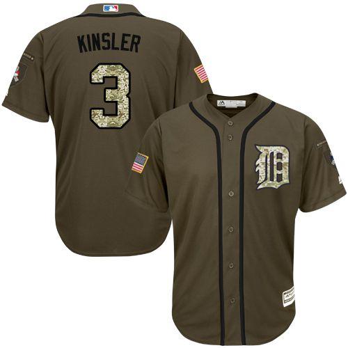 Detroit Tigers #3 Ian Kinsler Green Salute to Service Stitched MLB Jersey