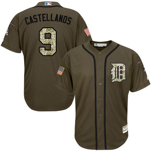 Detroit Tigers #9 Nick Castellanos Green Salute to Service Stitched MLB Jersey