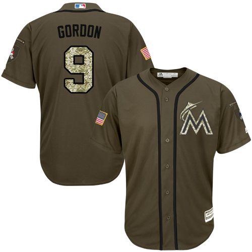 Miami Marlins #9 Dee Gordon Green Salute to Service Stitched MLB Jersey