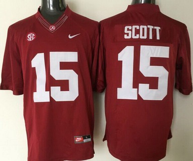 Men's Alabama Crimson Tide #15 JK Scott Red College Football Nike Jersey