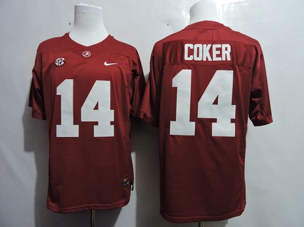 Men's Alabama Crimson Tide #14 Jake Coker Red College Football Nike Jersey