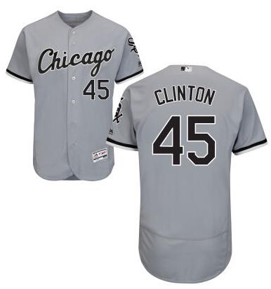 Men's Chicago White Sox #45 Presidential Candidate Hillary Clinton Gray Jersey