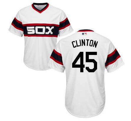 Men's Chicago White Sox #45 Presidential Candidate Hillary Clinton White Pullover Jersey