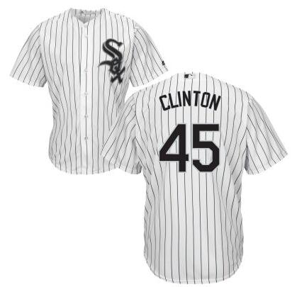 Men's Chicago White Sox #45 Presidential Candidate Hillary Clinton White Jersey