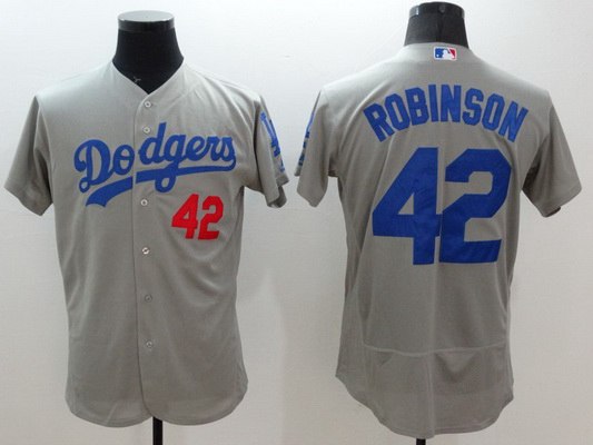 Men's Los Angeles Dodgers #42 Jackie Robinson Alternate Gray Flexbase 2016 MLB Player Jersey