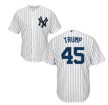 Men's New York Yankees #45 Presidential Candidate Donald Trump White Jersey