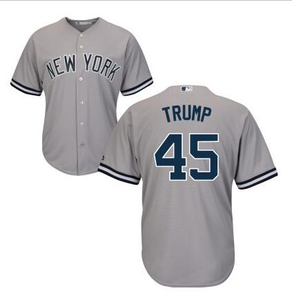 Men's New York Yankees #45 Presidential Candidate Donald Trump Gray Jersey