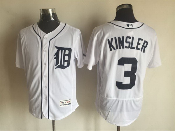 Men's Detroit Tigers #3 Ian Kinsler Home White 2015 MLB Cool Base Jersey