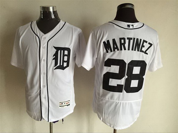Men's Detroit Tigers #28 J. D. Martinez Whtie Home Stitched Baseball Jersey