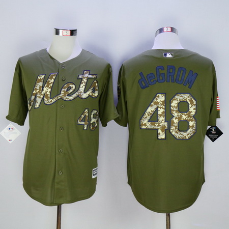 Men's New York Mets #48 Jacob deGrom Green Salute to Service Cool Base Baseball Jersey