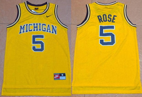 Men's Michigan Wolverines #5 Jalen Rose Yellow College Basketball Nike Swingman Jersey