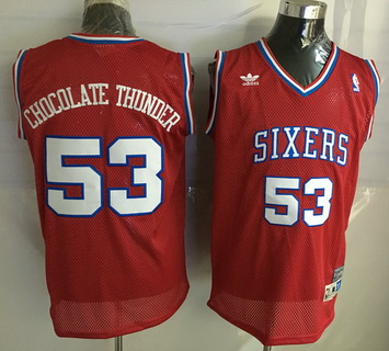 Men's Philadelphia 76ers #53 Chocolate Thunder Nickname Red Soul Swingman Jersey