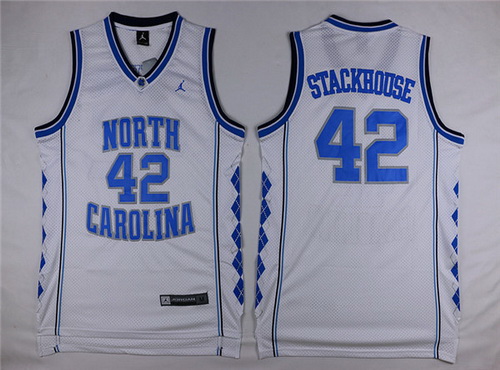 Men's North Carolina Tar Heels #42 Jerry Stackhouse 2016 White Swingman College Basketball Jersey
