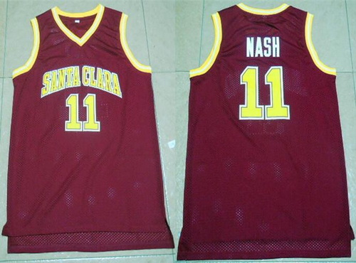 Men's Santa Clara University #11 Steve Nash Red College Basketball Swingman Jersey