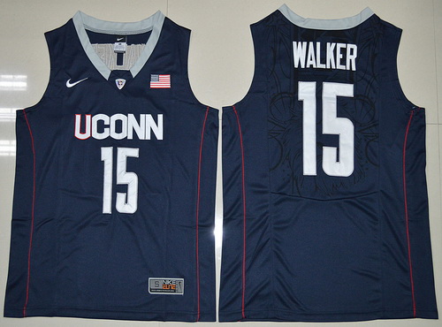 Men's Uconn Huskies #15 Kemba Walker Navy Blue Nike College Basketball Swingman Jersey