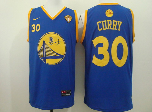Men's Golden State Warriors #30 Stephen Curry Chinese Blue Nike Authentic Jersey