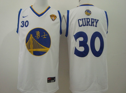 Men's Golden State Warriors #30 Stephen Curry Chinese White Nike Authentic Jersey
