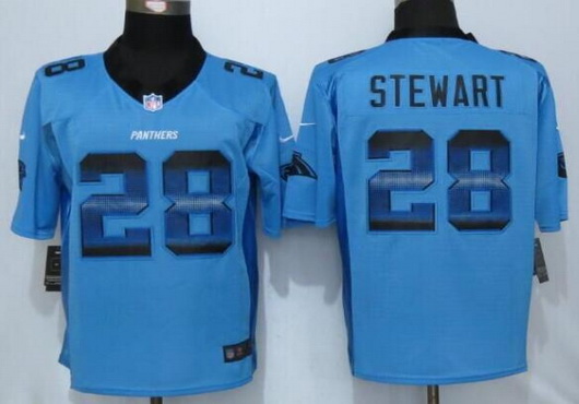 Men's Carolina Panthers #28 Jonathan Stewart Light Blue Strobe 2015 NFL Nike Fashion Jersey