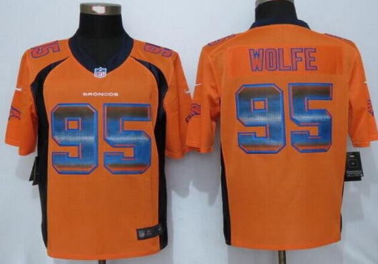 Men's Denver Broncos #95 Derek Wolfe Orange Strobe 2015 NFL Nike Fashion Jersey