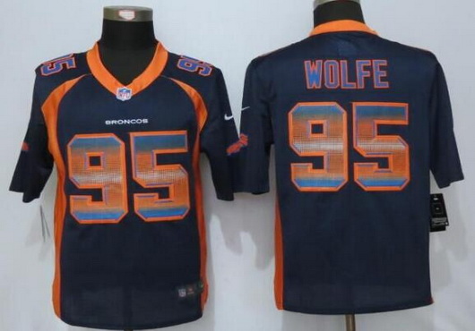 Men's Denver Broncos #95 Derek Wolfe Navy Blue Strobe 2015 NFL Nike Fashion Jersey