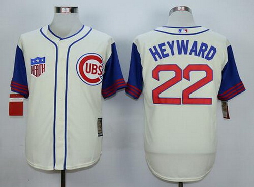 Men's Chicago Cubs #22 Jason Heyward Cream 1942 Majestic Cooperstown Collection Throwback Jersey