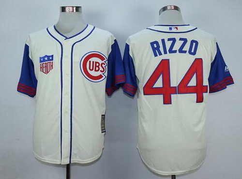 Men's Chicago Cubs #44 Anthony Rizzo Cream 1942 Majestic Cooperstown Collection Throwback Jersey