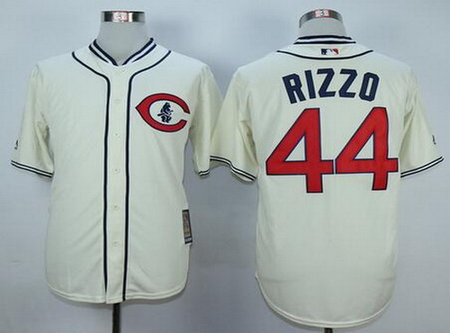 Men's Chicago Cubs #44 Anthony Rizzo Cream 1929 Majestic Cooperstown Collection Throwback Jersey
