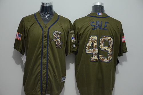 Men's Chicago White Sox #49 Chris Sale Green Salute to Service Majestic Baseball Jersey