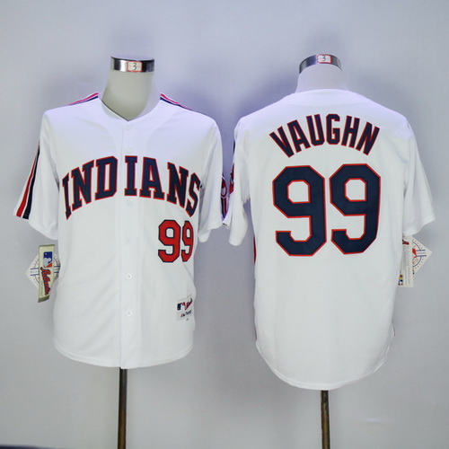 Men's Cleveland Indians #99 Rick Vaughn Retired White 1978 Majestic Cooperstown Collection Throwback Jersey