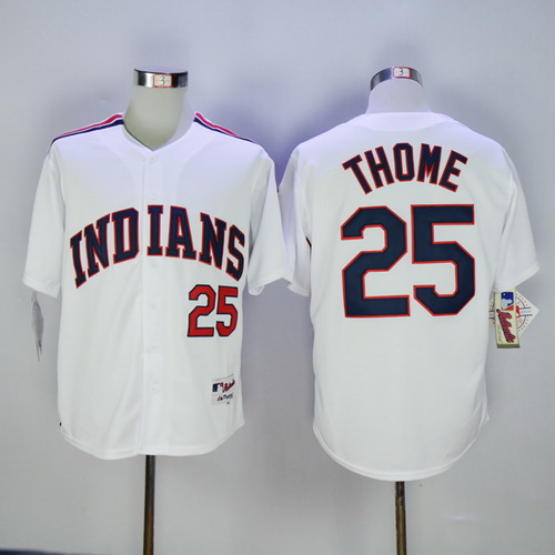 Men's Cleveland Indians #25 Jim Thome White 1978 Majestic Cooperstown Collection Throwback Jersey