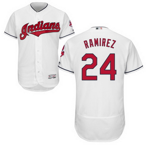 Men's Cleveland Indians #24 Manny Ramirez Retired White 2016 Flexbase Majestic Baseball Jersey